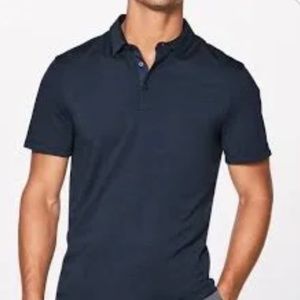 Lululemon Men's Collard Three Button Dark Blue Metal Vent Tech Polo Shirt XL